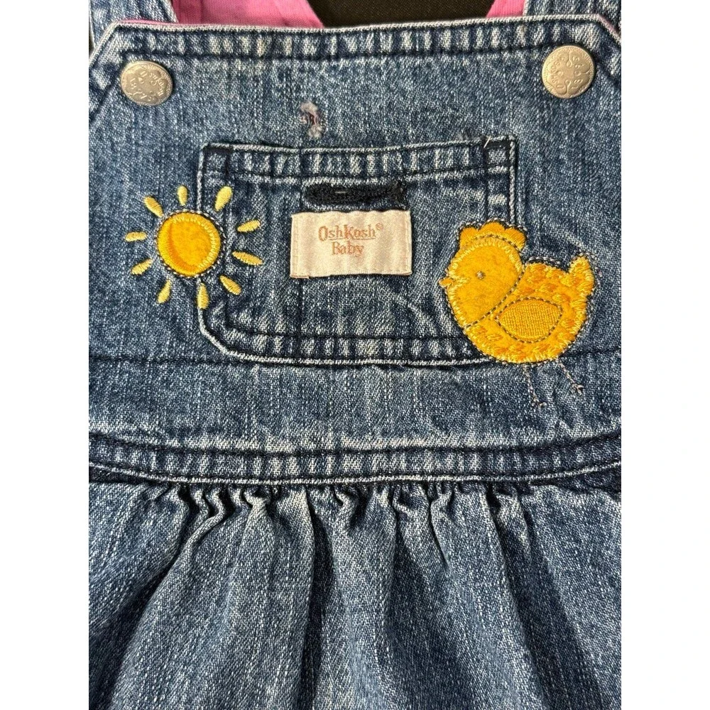 Baby Girl Vintage OSHKOSH Denim Overall Dress Size 3-6 months